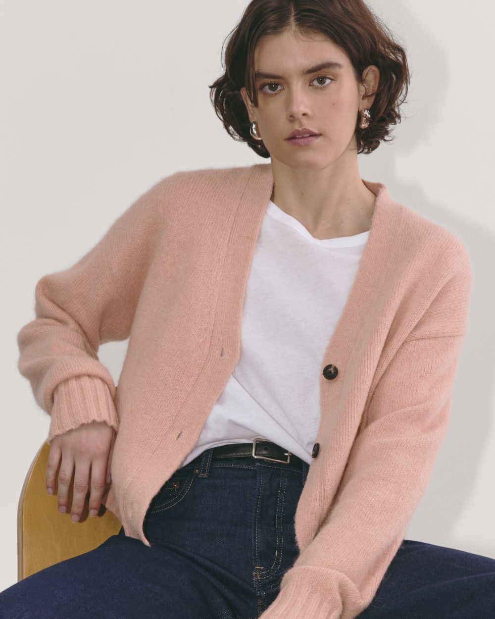 The Boxy Cardigan in Alpaca | Blush Pink - Image 3