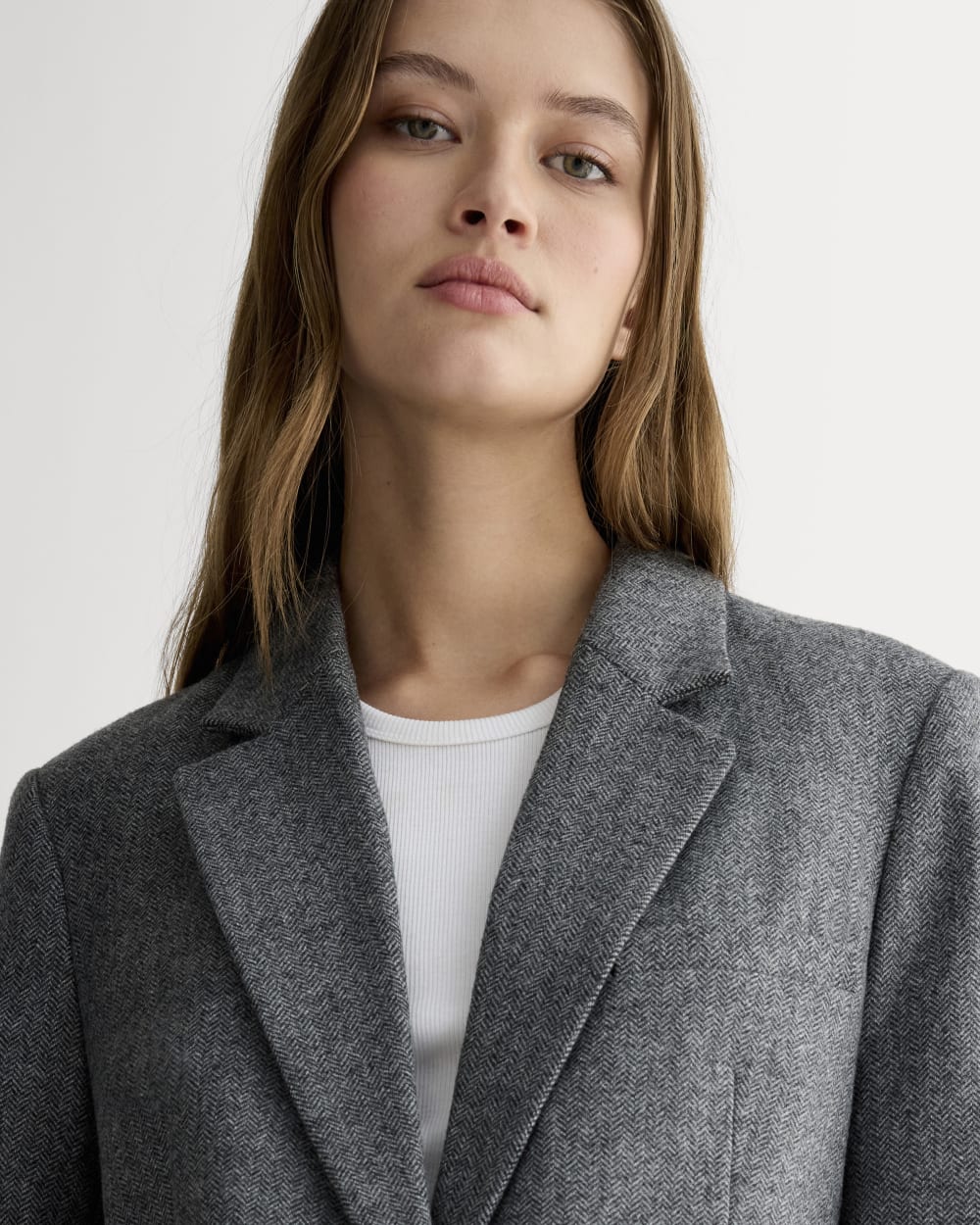 The Oversized Blazer in Wool | Grey Herringbone - Image 4