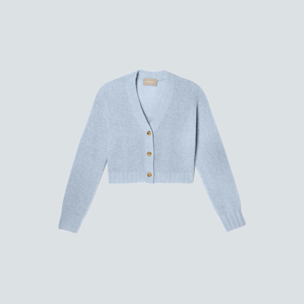 The Alpaca V-Neck Cropped Cardigan | Mist - Image 2