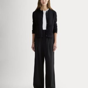The Draper Pleated Pant in Buttersmooth | Black | 30 Inseam