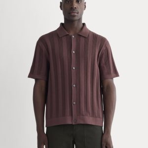 The No-Sweat Ribbed Polo | Dark Mahogany