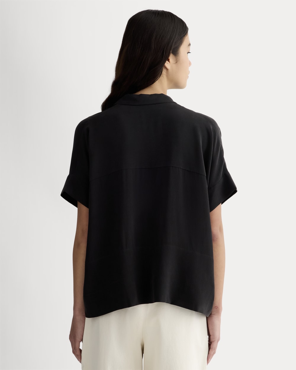 The Boxy Shirt in Washable Silk | Black - Image 5