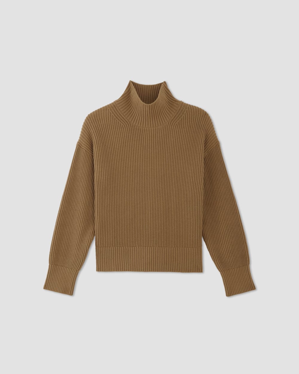 The Organic Cotton Ribbed Turtleneck | Toasted Coconut - Image 2