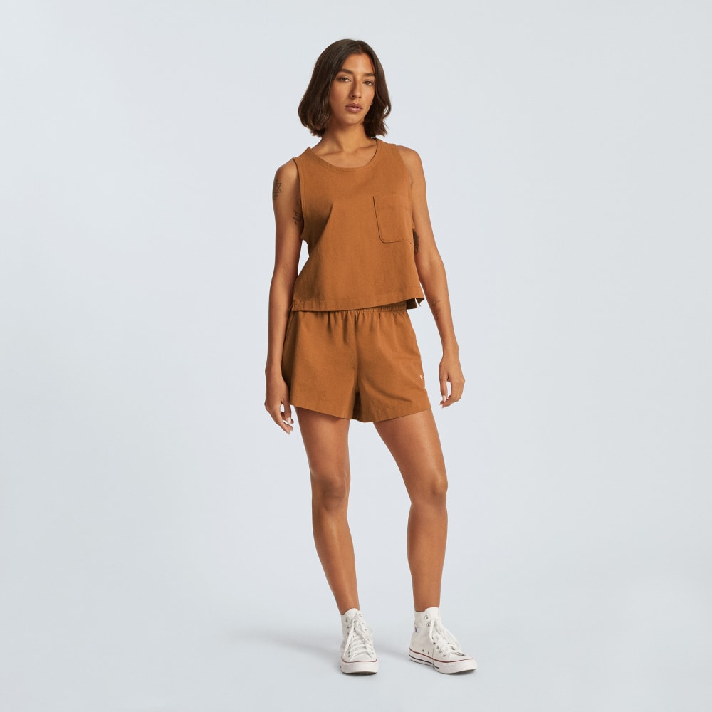 The Premium Weight Cropped Pocket Tank | Tawny Brown - Image 5