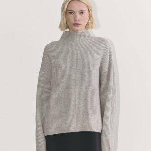 The Fisherman Turtleneck in Wool Cashmere | Light Heather Grey