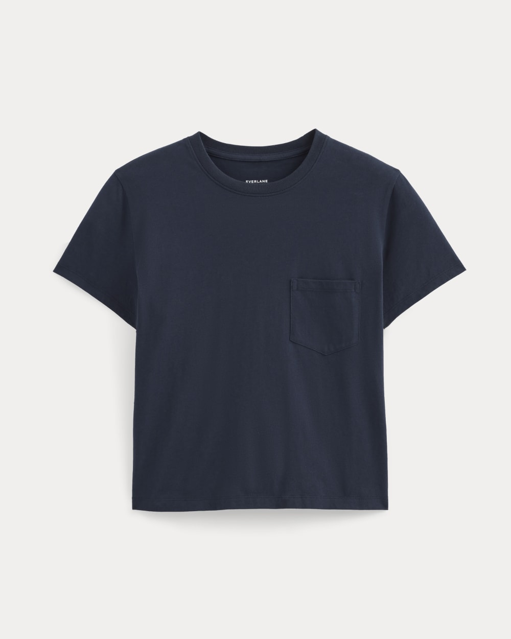 The Box-Cut Tee in Essential Cotton | Navy | Pocket - Image 2