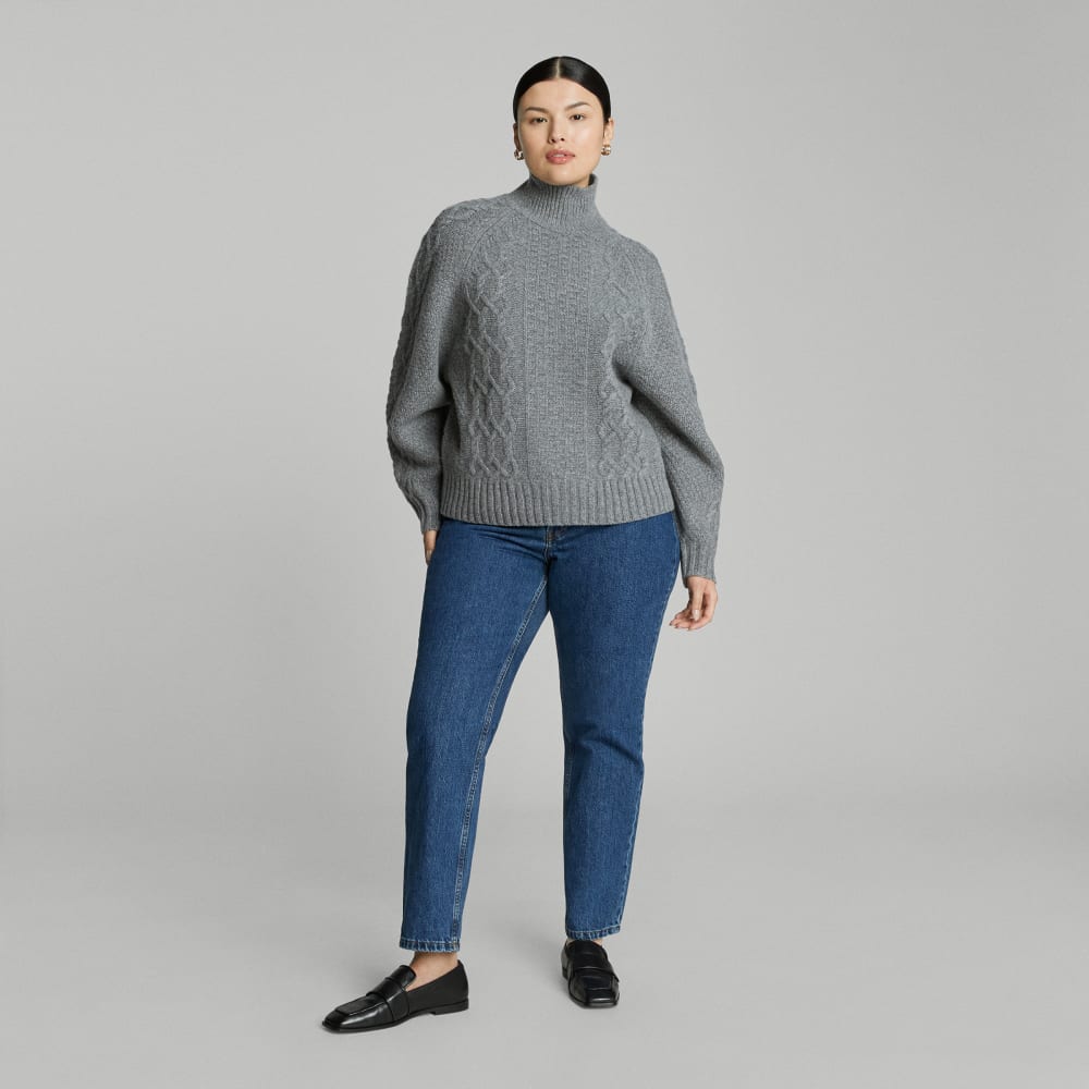 The Felted Merino Cable Sweater | Heathered Mid-Grey - Image 6