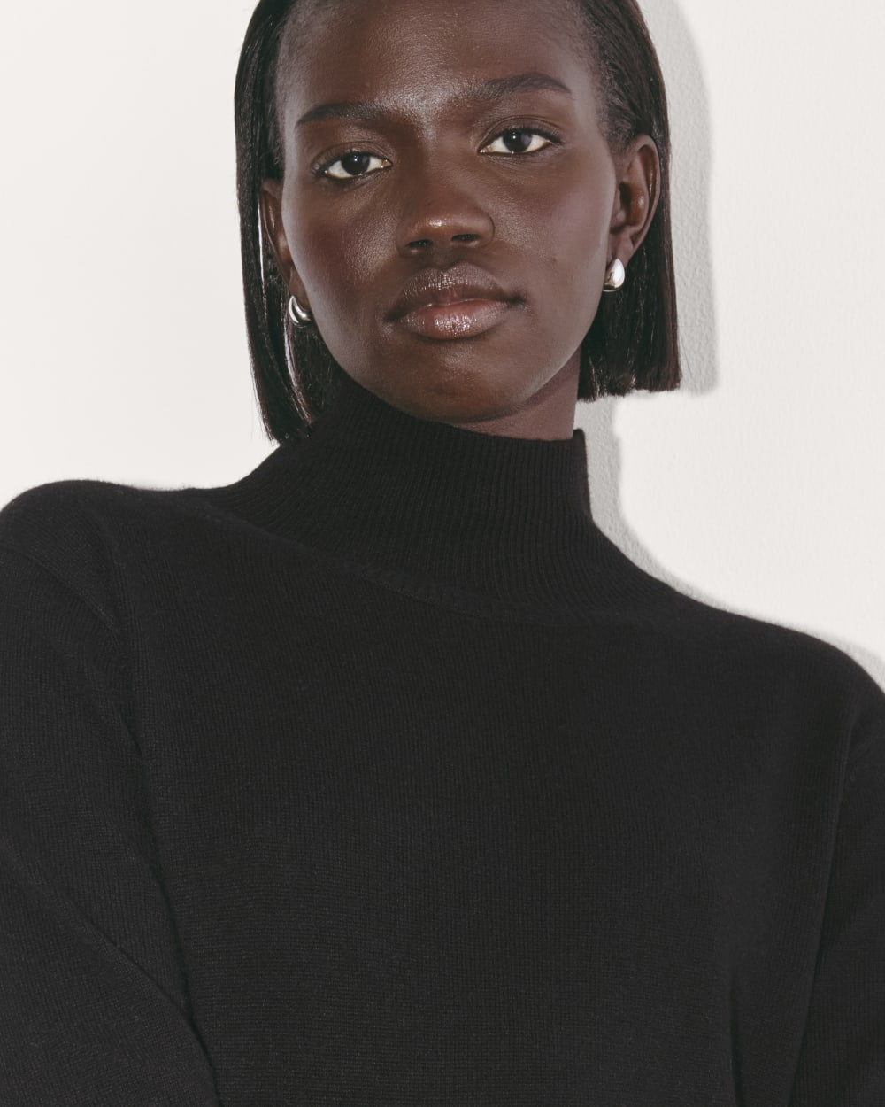 The Turtleneck Sweater Dress in Cashmere | Black - Image 3
