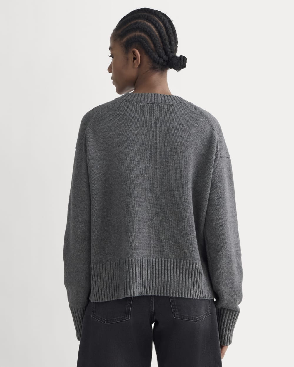 The Boxy Sweater in Everyday Cotton | Heathered Charcoal - Image 5