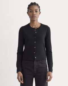 The Cropped Cardigan in Cotton Cashmere | Black