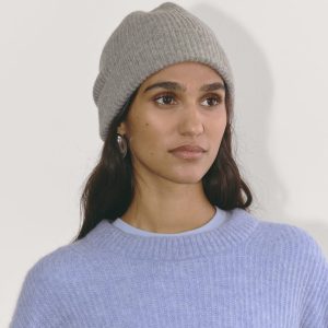 The Cashmere Ribbed Beanie | Light Heather Grey