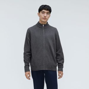 The No-Sweat Full Zip Sweater | Heather Ash