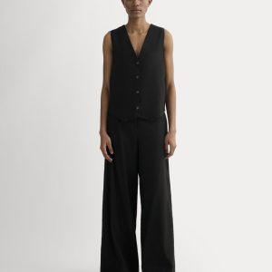 The Wide-Leg Pant in Stretch Linen | Black