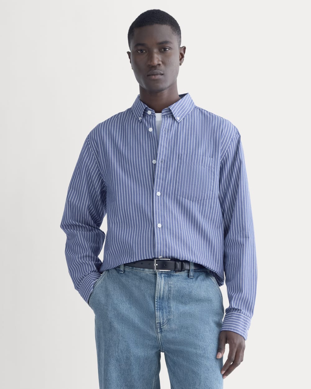 Washed Poplin Shirt | Mazarine Blue / Optic White