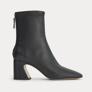Leather Curved-Heel Boot |  Black