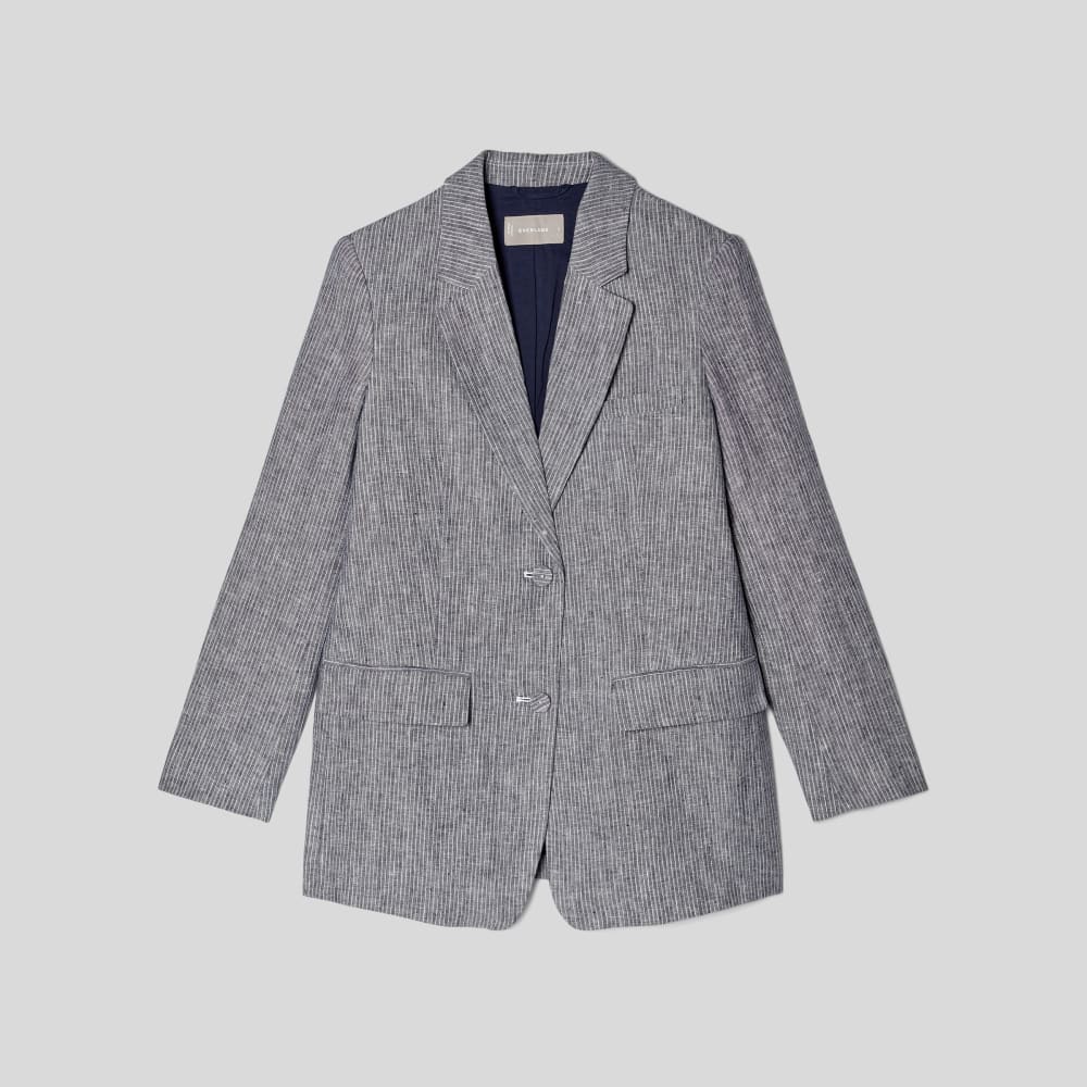 The Oversized Blazer in Linen | Canvas Tan / Navy - Image 2
