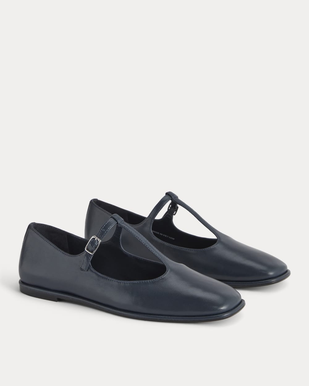 The Leather T-Strap Flat | Navy - Image 3