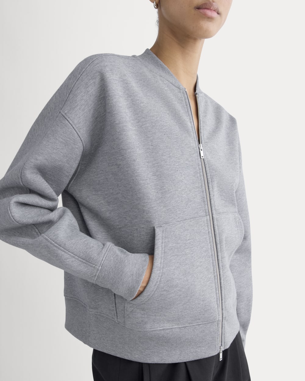 Luxe Fleece Bomber Jacket | Vintage Heather Grey - Image 4