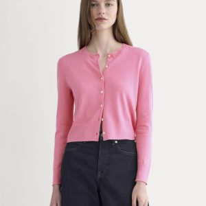 The Cropped Cardigan in Cotton Cashmere | Deep Pink
