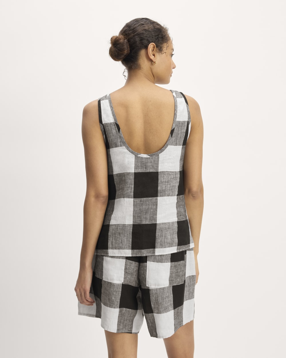 The Scoop Tank in Linen | Bone / Black Check - Image 6