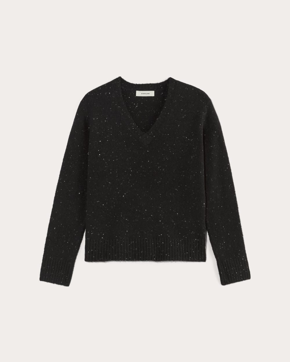 The V-Neck Sweater in Plush Cotton | Black Confetti - Image 2