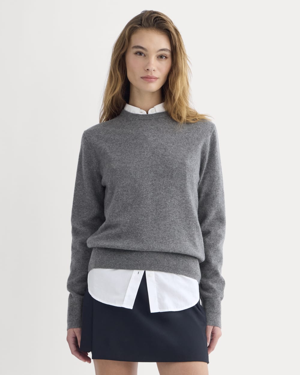 Cashmere Slim Crew Sweater | Heather Charcoal
