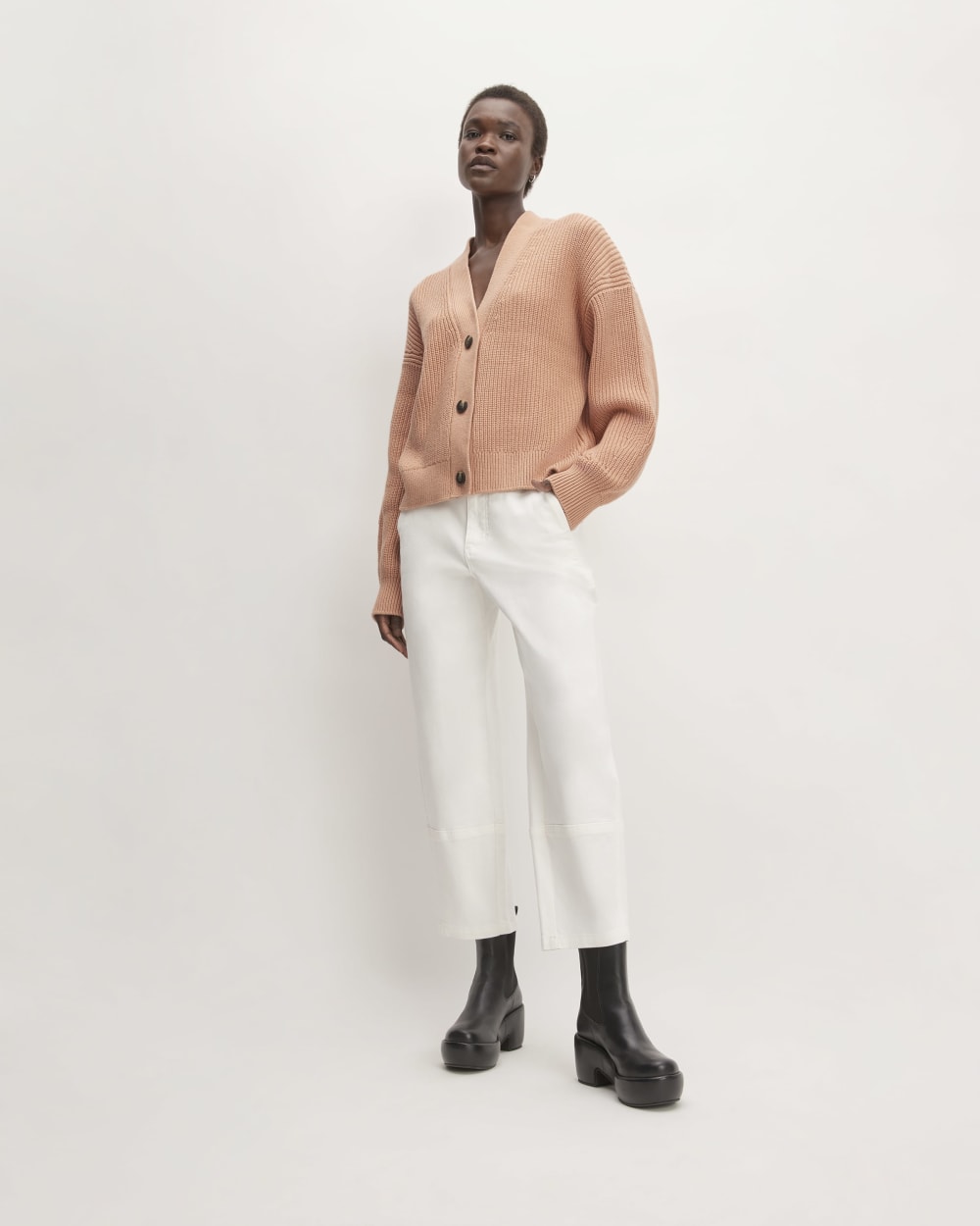 The Boxy Cardigan in Everyday Cotton | Blush Pink - Image 3