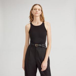 The Supima? Micro-Rib Cropped Tank | Black