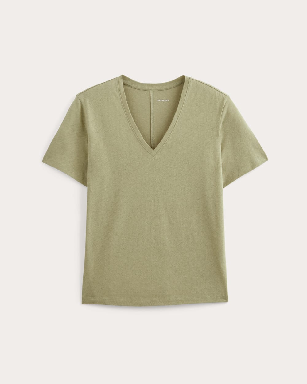 The Slouchy V-Neck Tee in Cotton Linen | Eucalyptus - Image 2