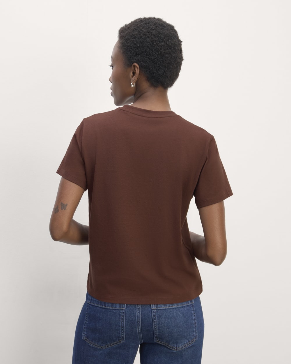 The Box-Cut Tee in Essential Cotton | Dark Mahogany | Pocket - Image 4