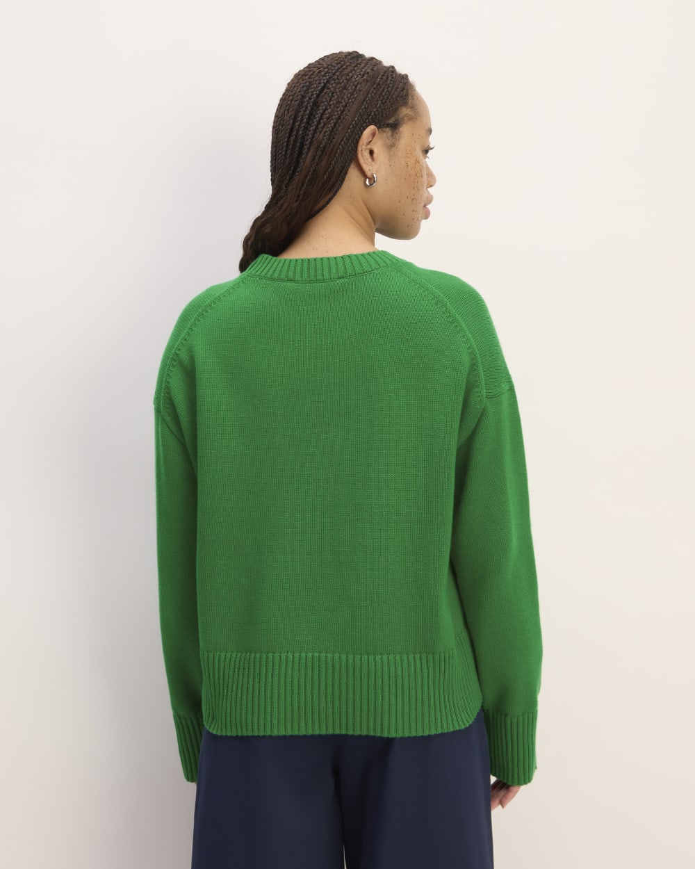 The Boxy Sweater in Everyday Cotton | Grass Green - Image 6