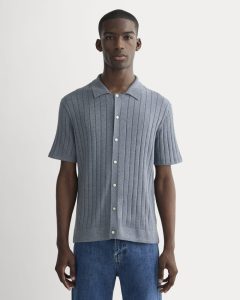 The No-Sweat Button-Down Polo | Heather Sage Blue