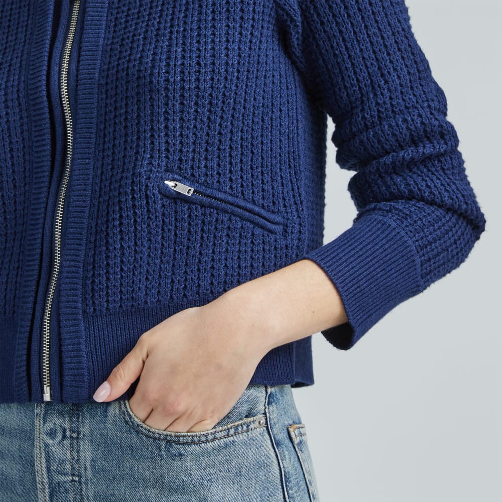 The Cropped Cotton-Merino Bomber | Bright Navy - Image 5