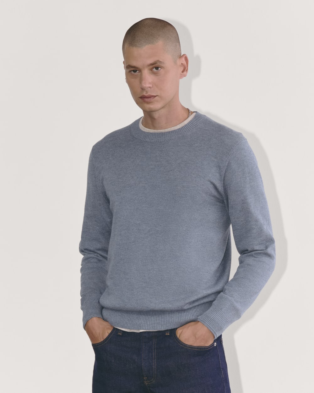 The No-Sweat Sweater | Uniform | Heather Sage Blue