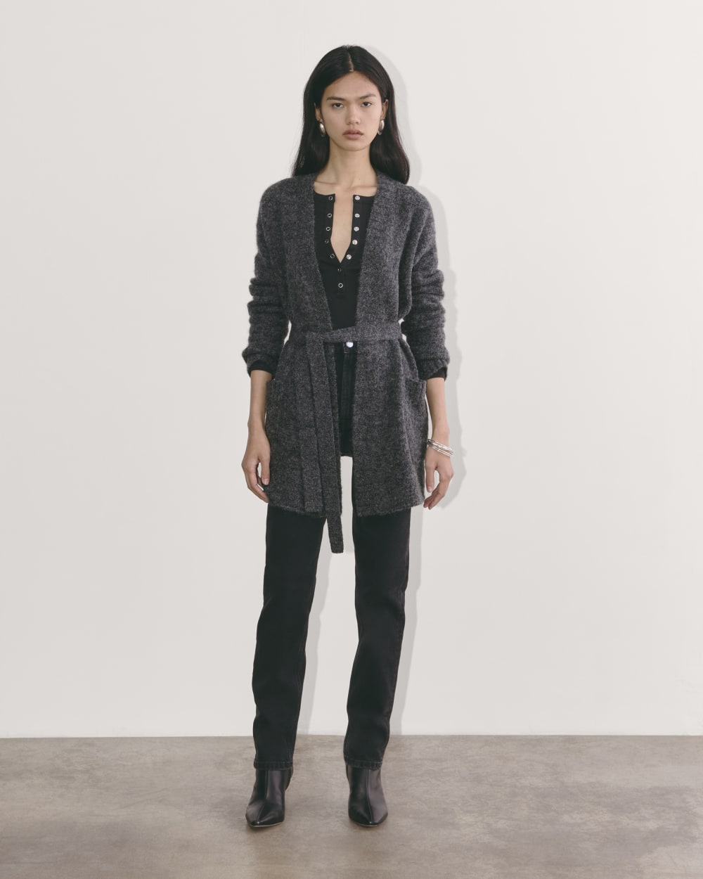 The Robe Cardigan in Alpaca | Dark Charcoal - Image 4