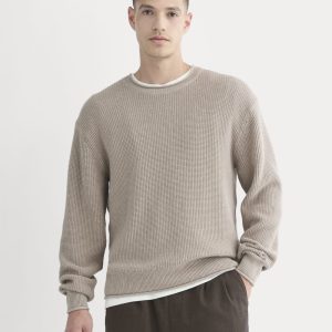 Waffle Rollneck Crew in Everyday Cotton | Heathered Oatmeal