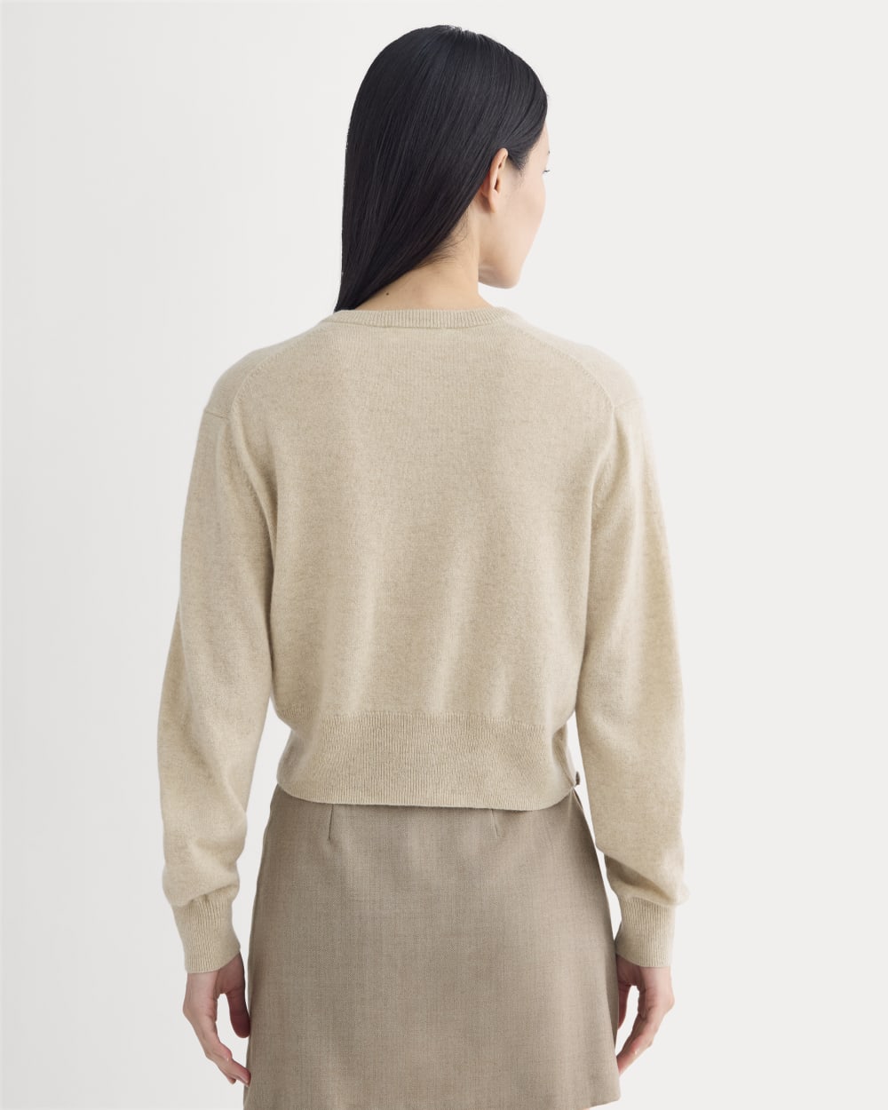 Cashmere Cropped Cardigan | Heather Light Camel - Image 5
