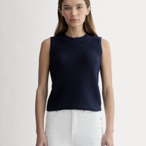The Organic Cotton Open-Stitch Tank | Navy