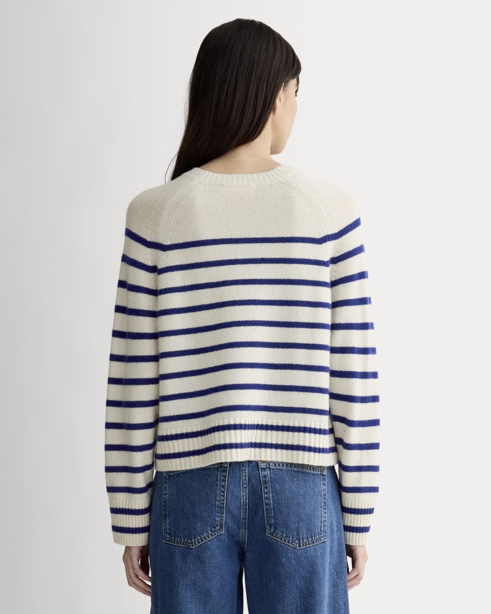 The Boxy Crew in Cashmere | Soft White / Deep Blue - Image 5