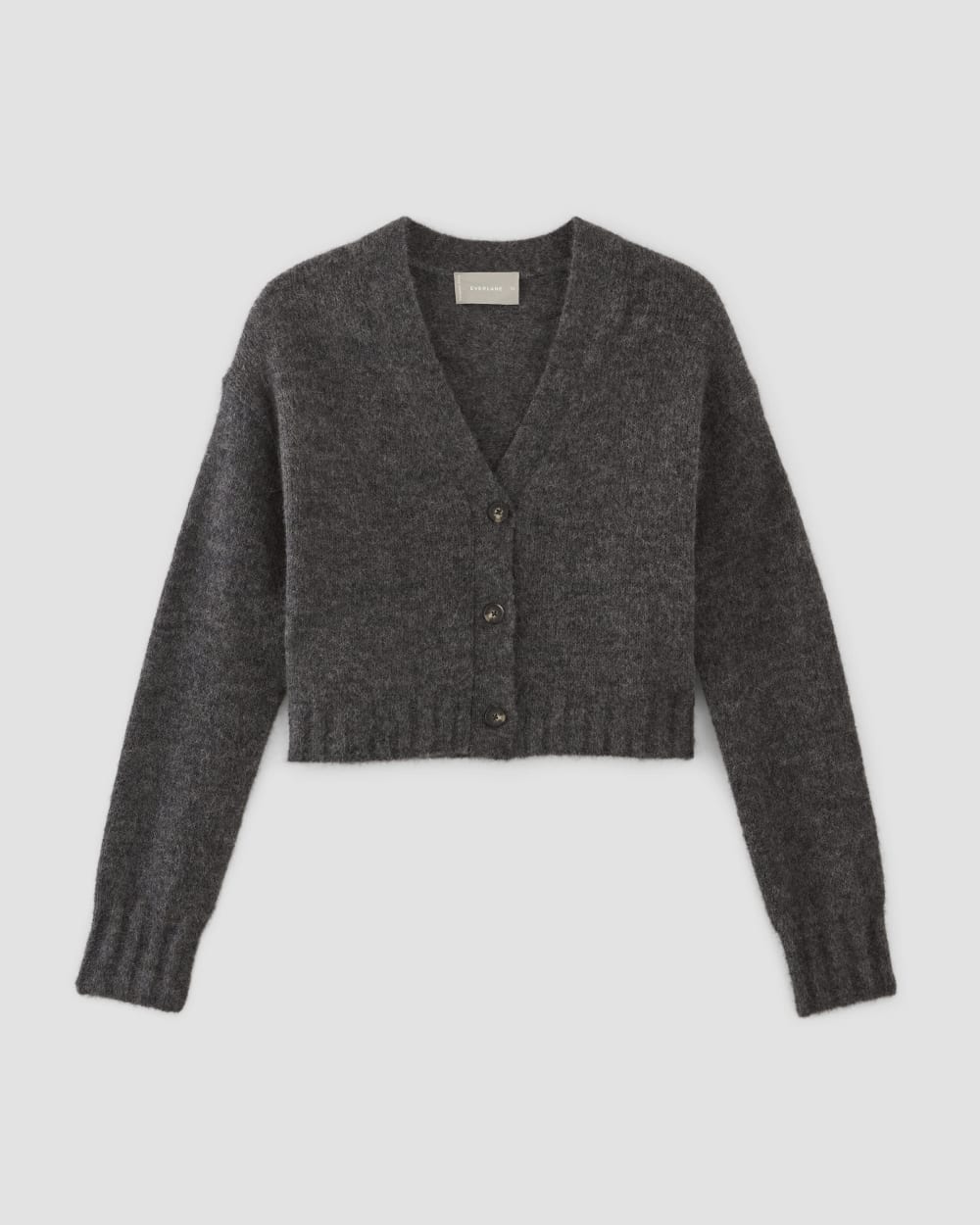 The Alpaca V-Neck Cropped Cardigan | Dark Charcoal - Image 2