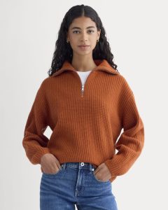 Half-Zip Sweater in Luxe Merino | Rust Heather