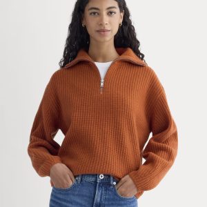 Half-Zip Sweater in Luxe Merino | Rust Heather