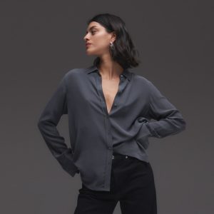 The Must-Have Shirt in Washable Silk | Slate Grey