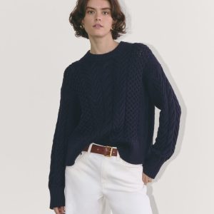 The Cable Sweater in Everyday Cotton | Navy
