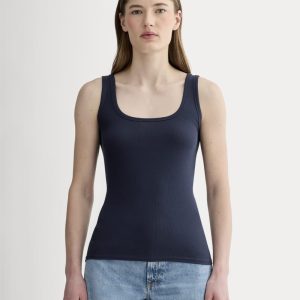The Luxe Rib Square-Neck Tank | Navy