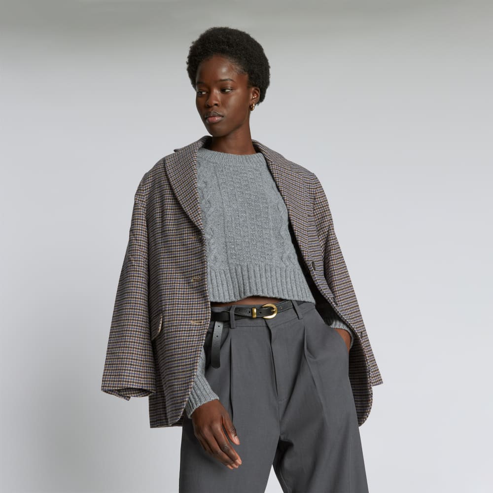 The Felted Merino Cropped Cable Sweater | Heathered Mid-Grey - Image 5