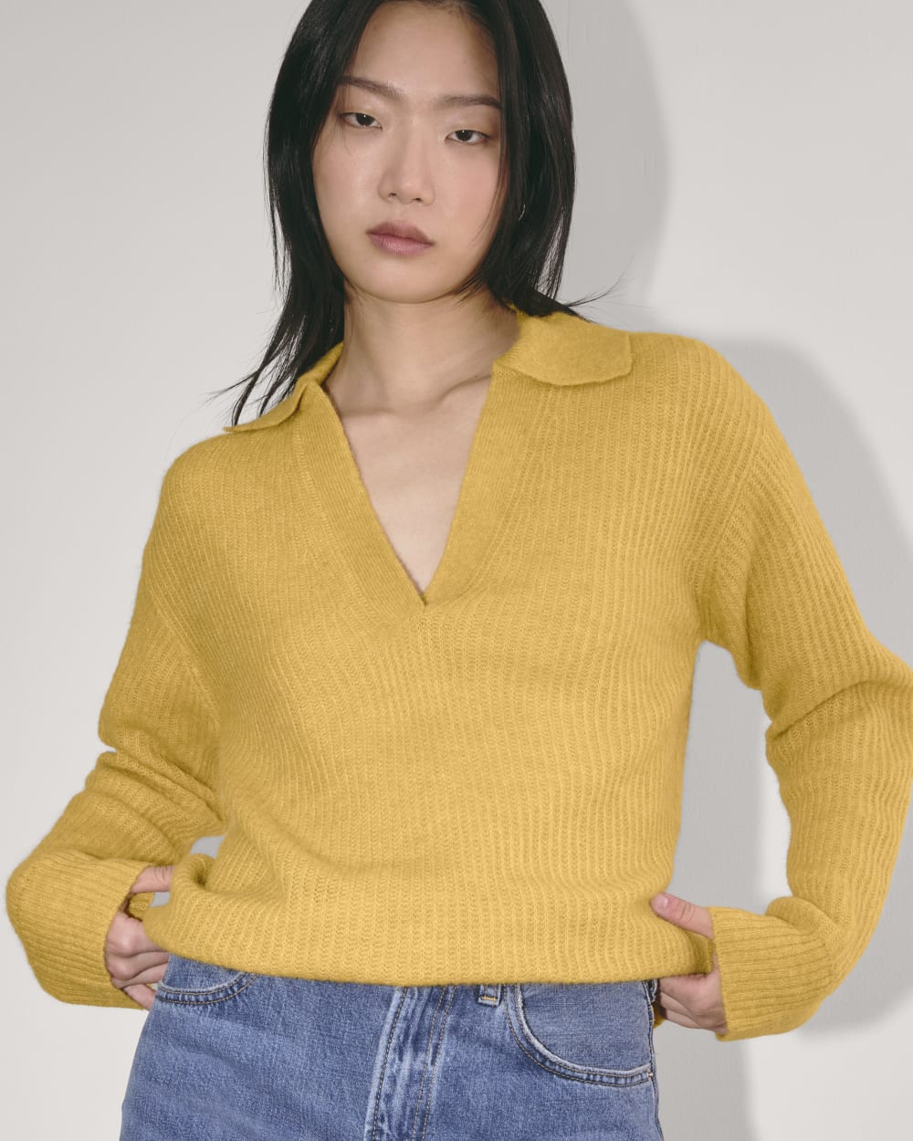 The Oversized Polo in Alpaca | Golden Yellow - Image 3