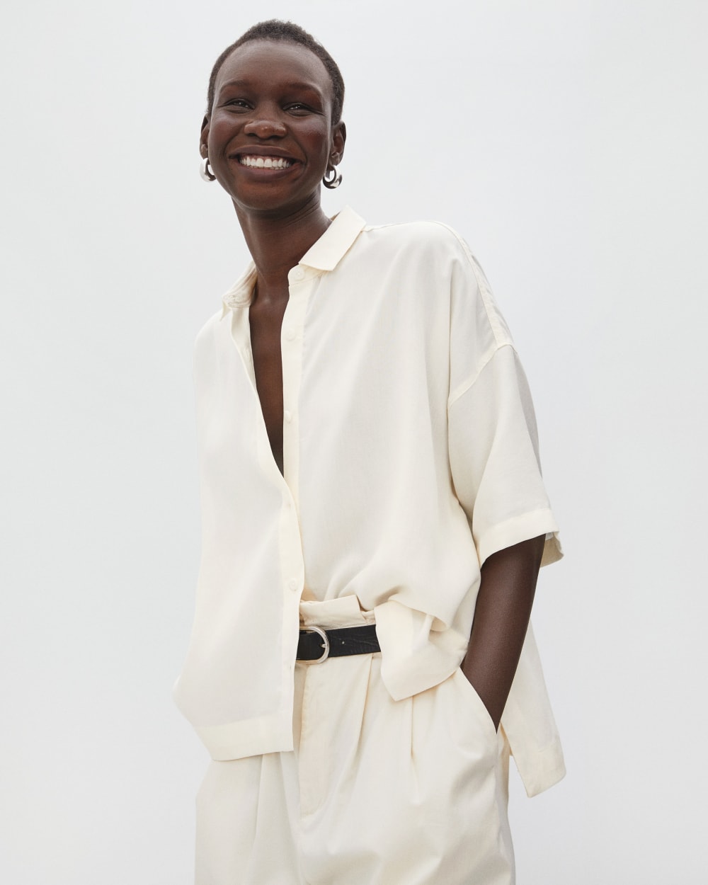 The Drapey Square Shirt | Bone - Image 3