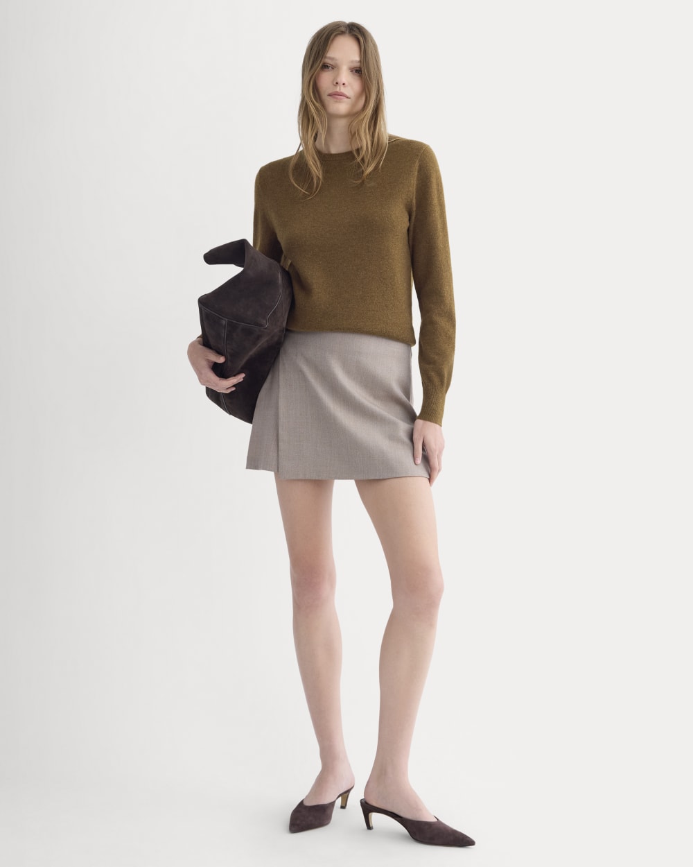 Cashmere Slim Crew Sweater | Heathered Toffee - Image 3