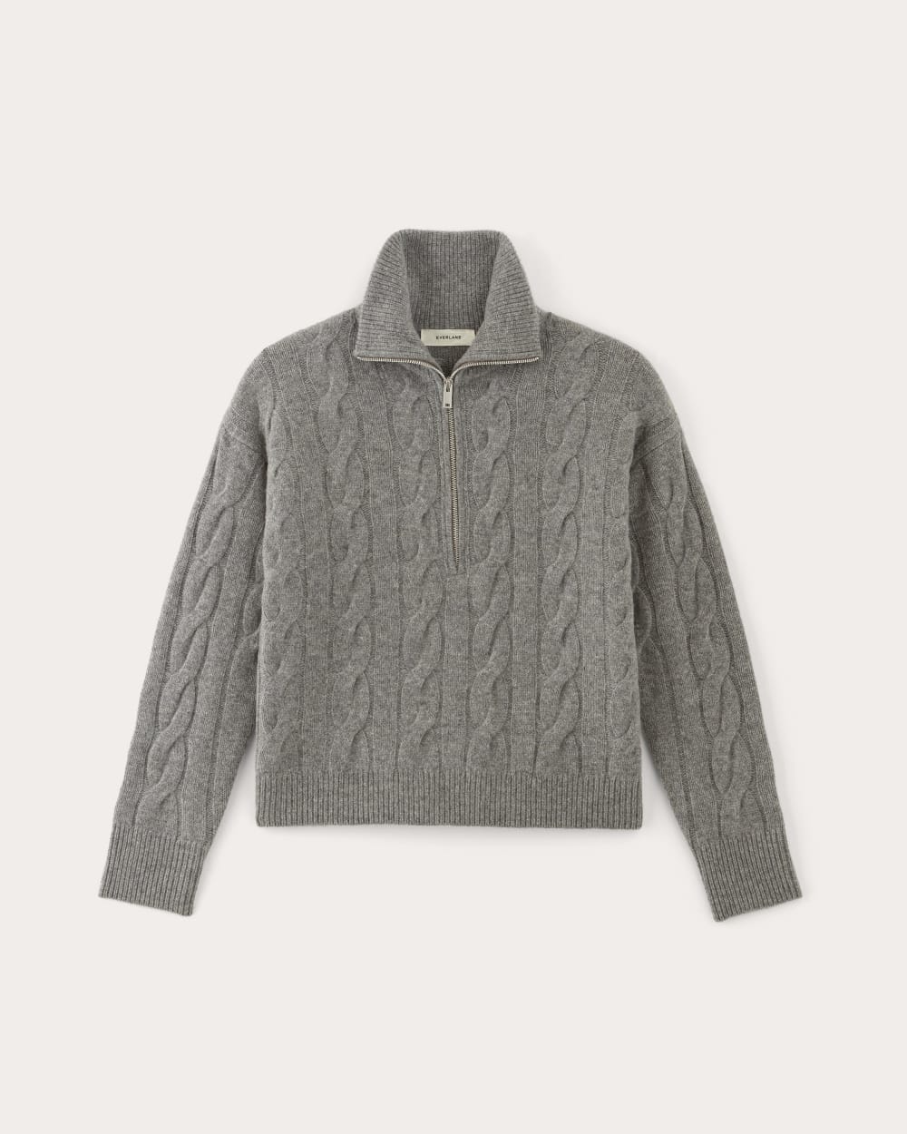 The Cable Half-Zip in Luxe Merino | Heathered Mid-Grey - Image 2